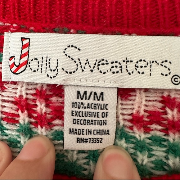 Ugly Christmas Sweater Llama Women Medium Red White Green Alpaca Jolly Party Fun - Picture 7 of 7